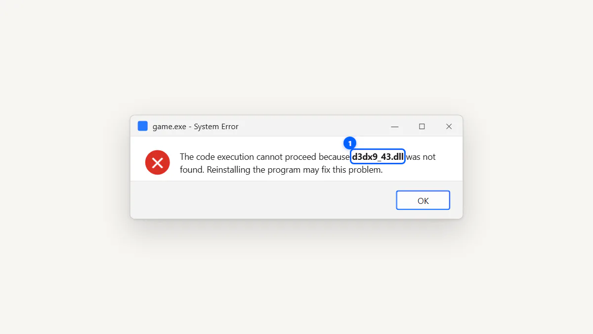 Game error saying d3dx9_43.dll was not found